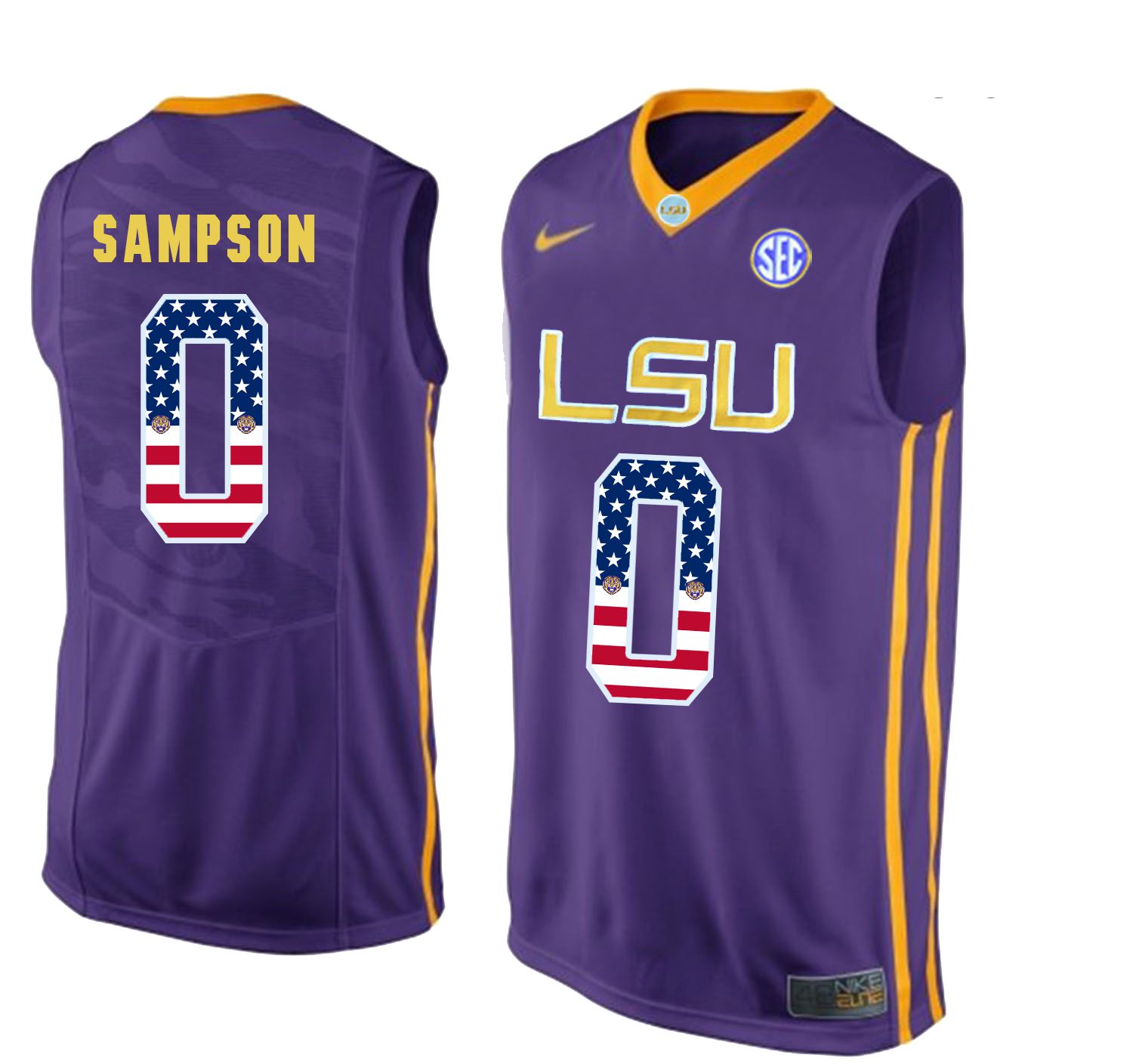 Men LSU Tigers #0 Sampson Purple Flag Customized NCAA Jerseys->customized ncaa jersey->Custom Jersey